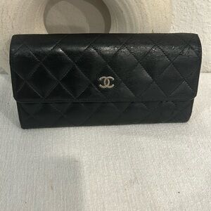 Chanel Matelasse Long Wallet Black Patent Leather Caviarskin